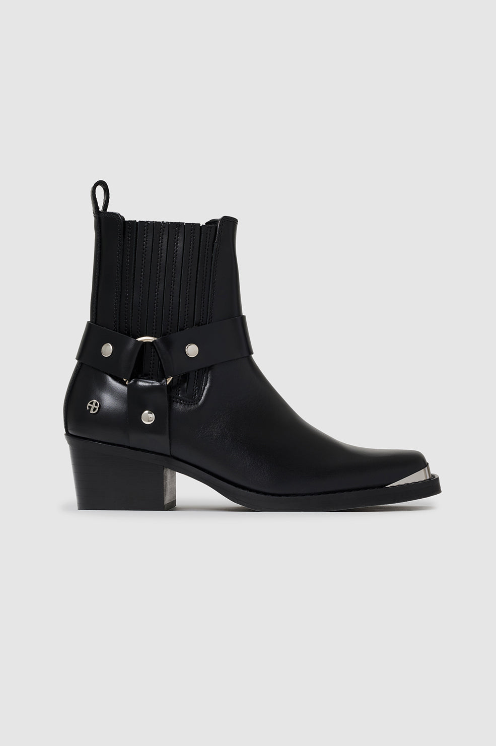 ANINE BING Mid Biker Boots - Black - front view