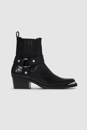 ANINE BING Mid Biker Boots - Black - front view