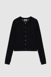 ANINE BING Moni Crop Cardigan - Black -front view