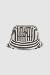 ANINE BING Nicks Bucket Hat - White And Black Stripe - front view