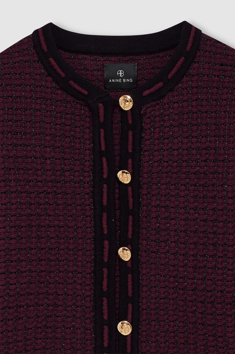Nora Tweed Cardigan - Burgundy View 4