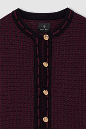 ANINE BING Nora Tweed Cardigan - Burgundy - back view