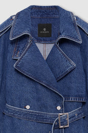 ANINE BING Pascale Trench - Clean Indigo - detail view
