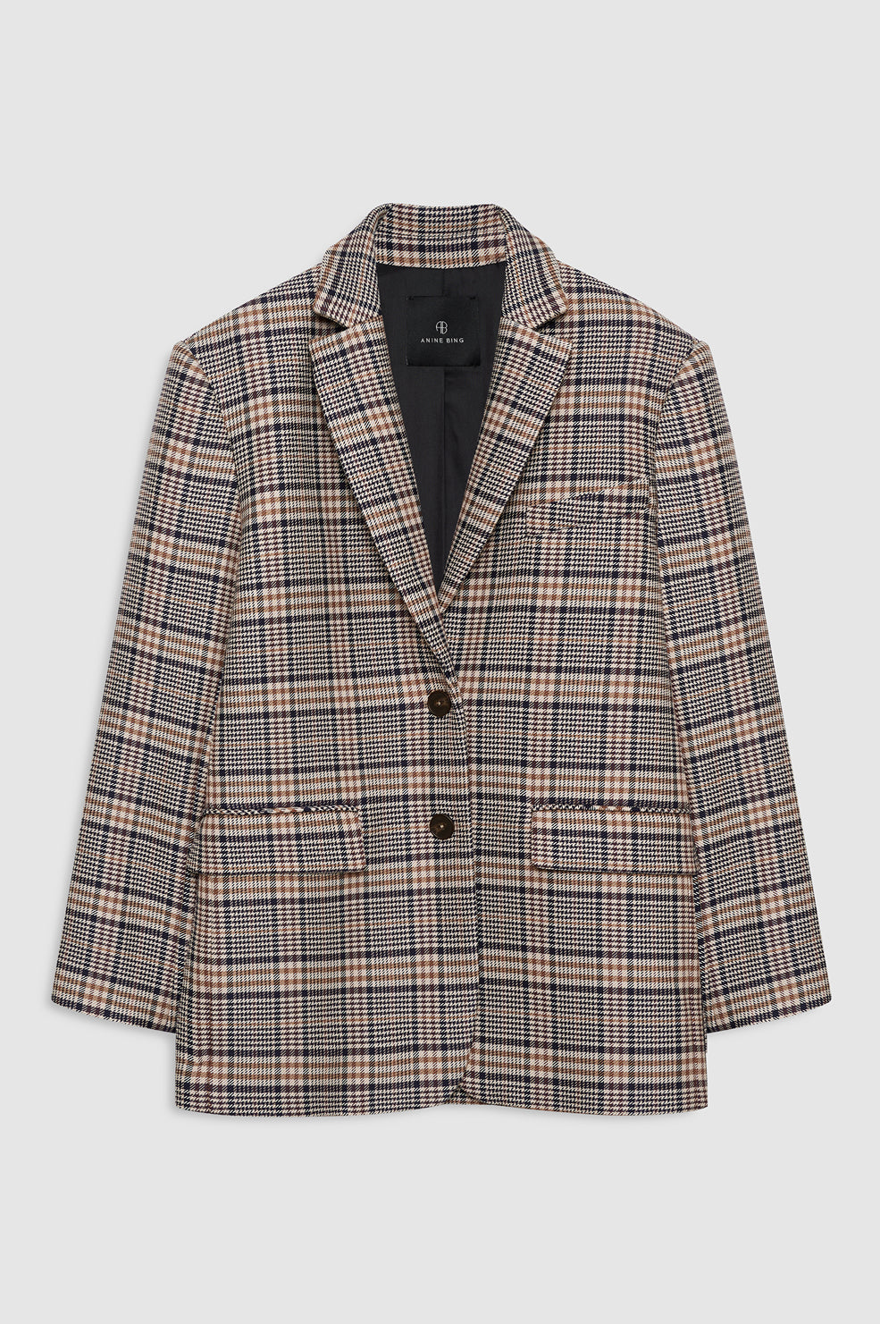 Quinn Blazer - Beige And Navy Checks View 3