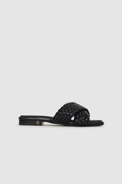 ANINE BING Ria Slides Braided - Black - front view