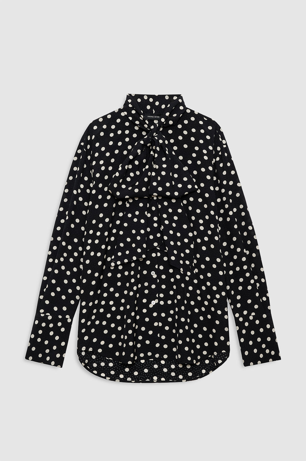 featured-img|ANINE BING Ruby Shirt - Black And White Double Dot Jacquard - Front View