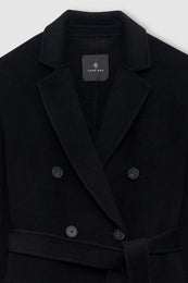 ANINE BING Sana Coat - Black Cashmere Blend - detail view
