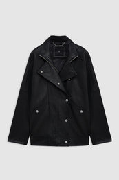 ANINE BING Sandy Jacket - Black Leather front view