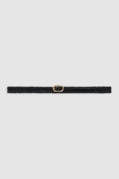 ANINE BING Small Double Signature Link Belt Braided - Black - front view