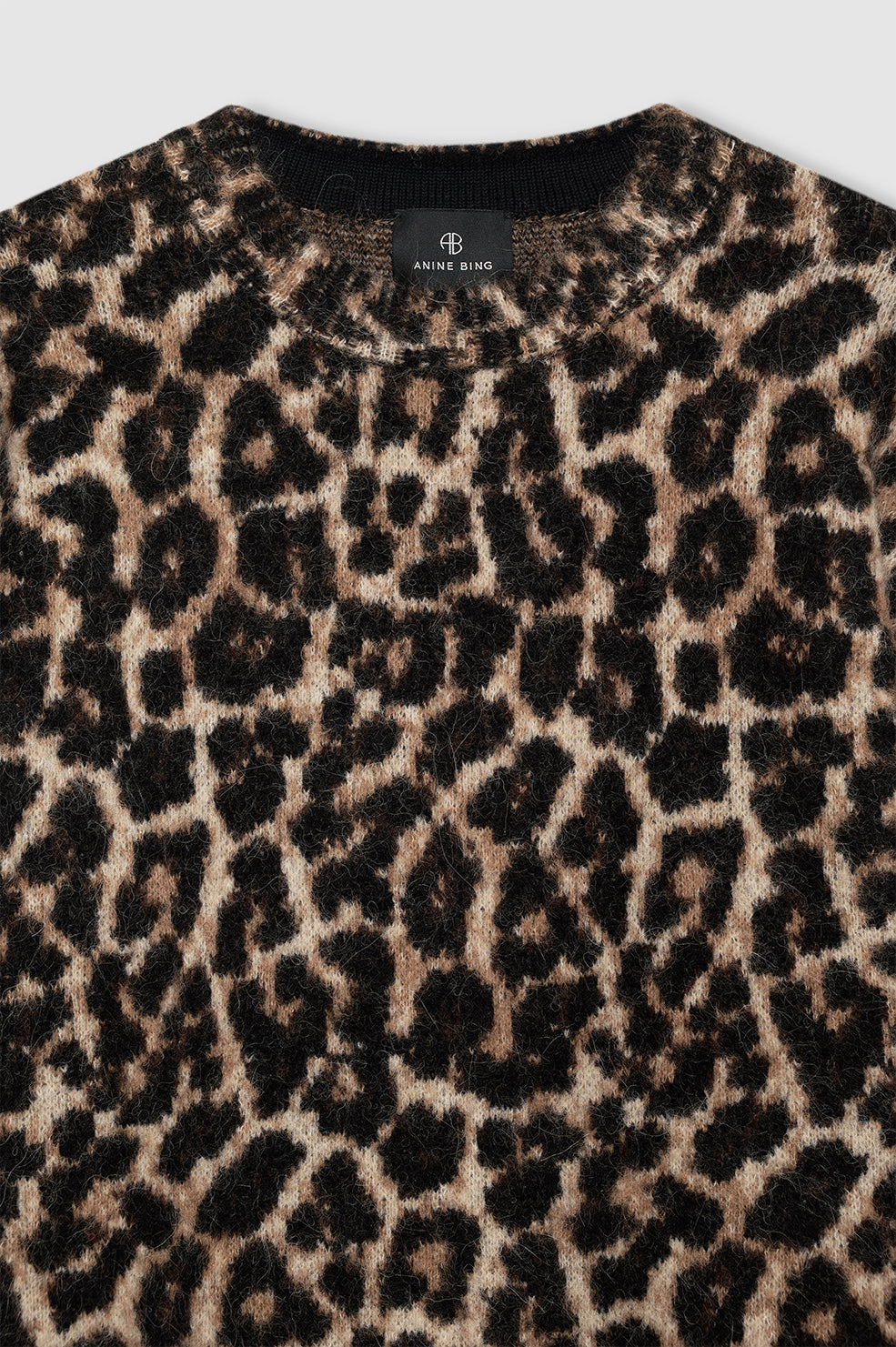 Sydney Crew Sweater - Black And Brown Leopard View 4