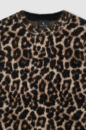 ANINE BING Sydney Crew Sweater - Black And Brown Leopard - Detail View