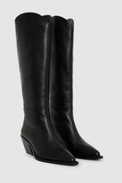 ANINE BING Tall Tania Soft Boots Smooth Leather - Black - pair front view