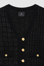 ANINE BING Tessa Tweed Cardigan - Black - back view