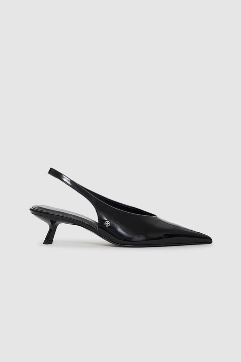Hilda Slingback Pumps - Black Patent View 1