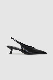 ANINE BING Hilda Slingback Pumps - Black Patent - side view