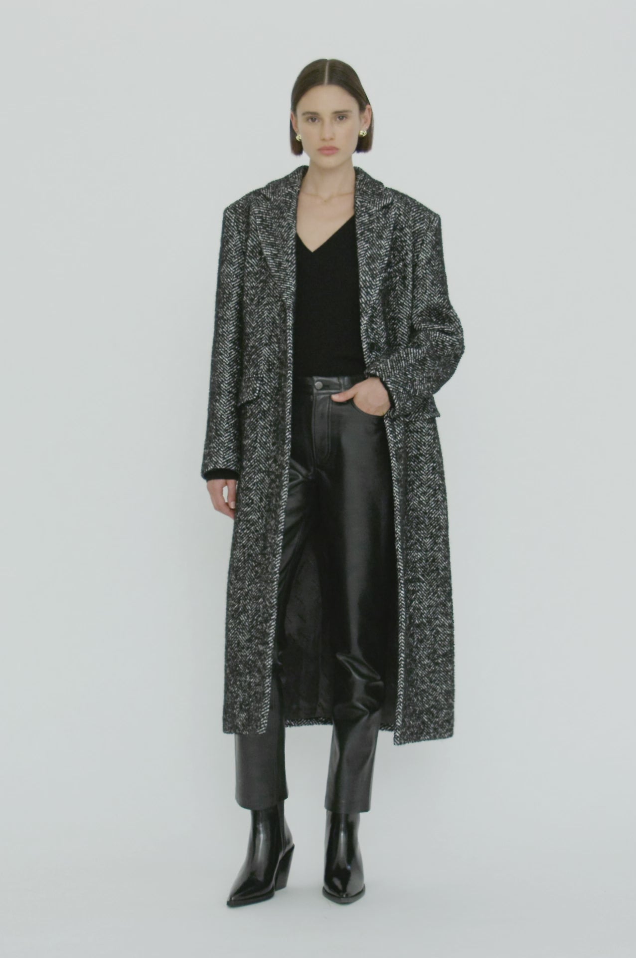 ANINE BING Quinn Coat - Black And White Tweed