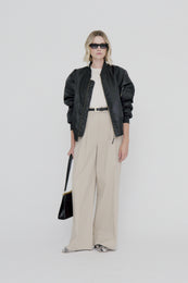 ANINE BING Lou Trouser - Beige - on model front video