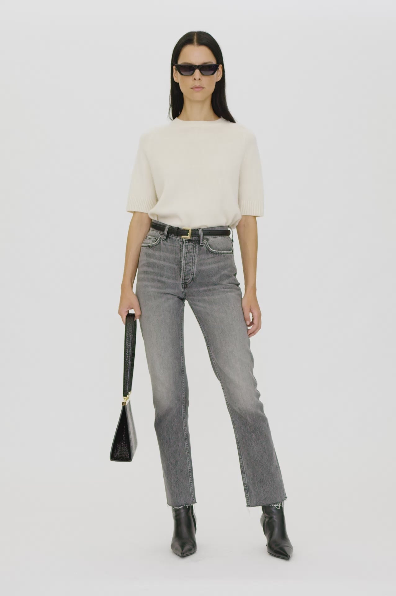 ANINE BING Bruno Jean - Ash Grey - On Model Video