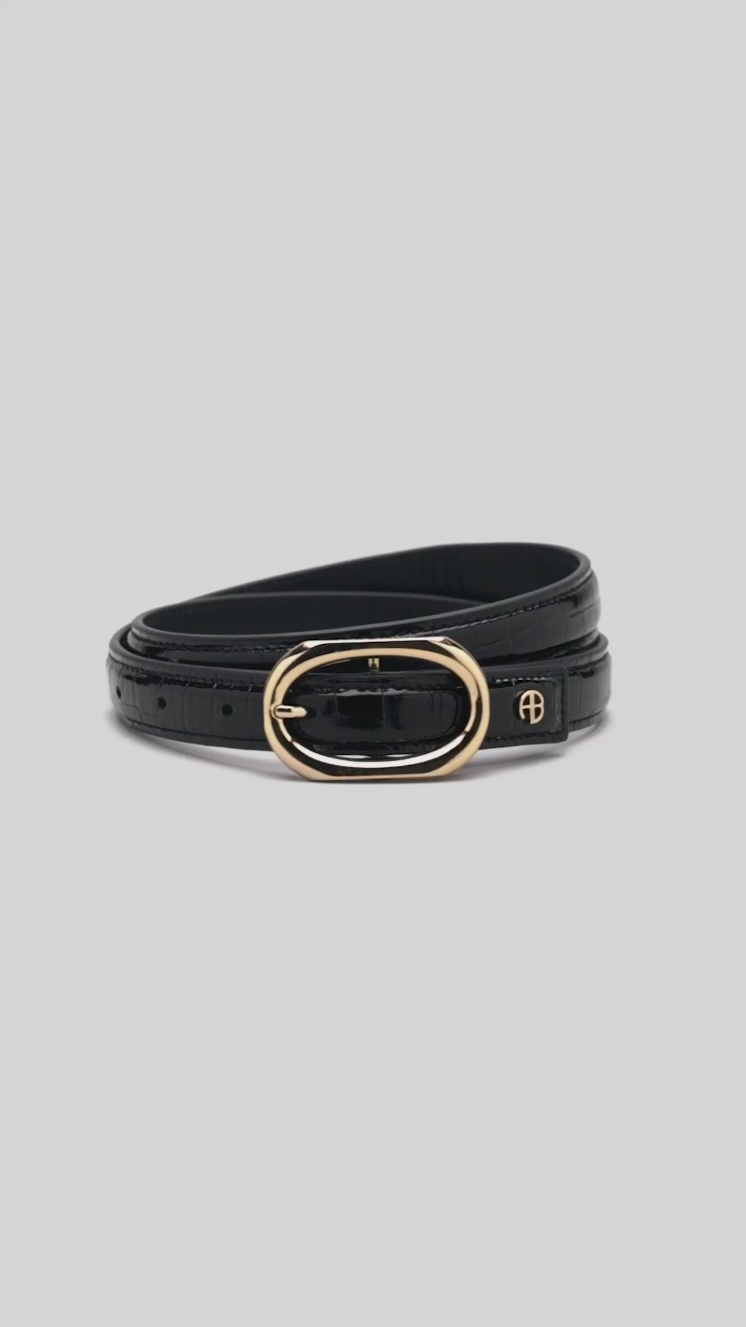 ANINE BING Mara Belt - Black Embossed