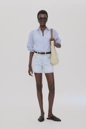 ANINE BING Plaza Shirt - Blue And White Mini Stripe - On Model Video 