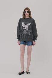 ANINE BING Alto Sweatshirt Retro Eagle - Washed Black