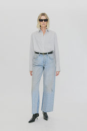 ANINE BING Essie Shirt - White And Navy Stripe - On Model Video 