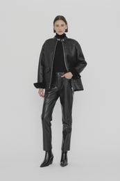 ANINE BING Henry Jacket - Black Leather With Shearling