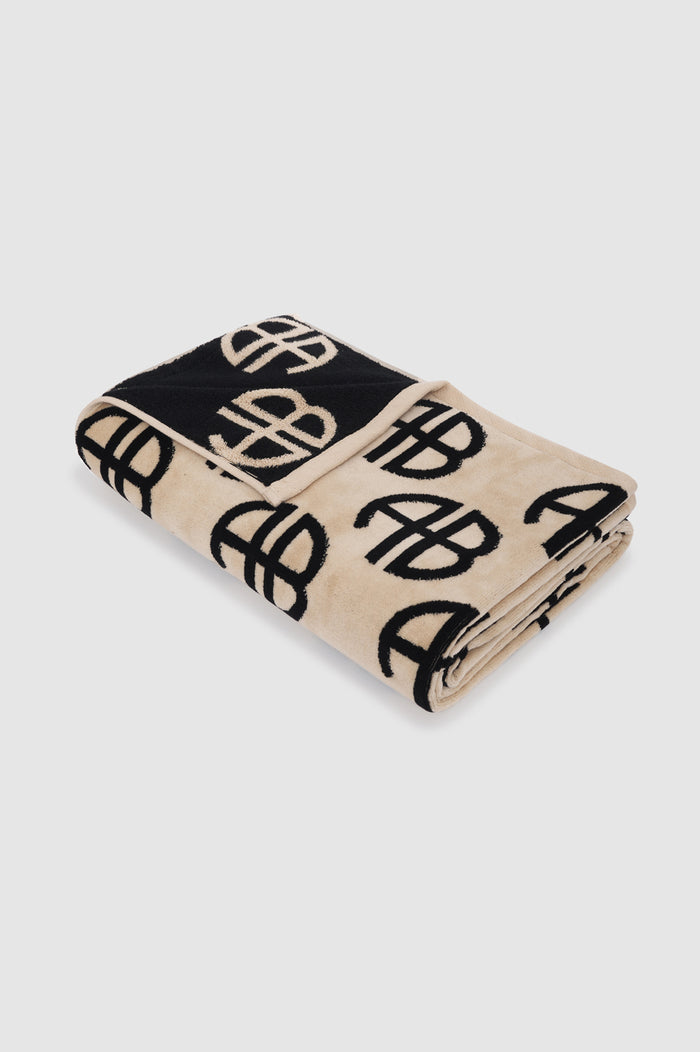 ANINE BING Bahia Towel - Beige Monogram Print
