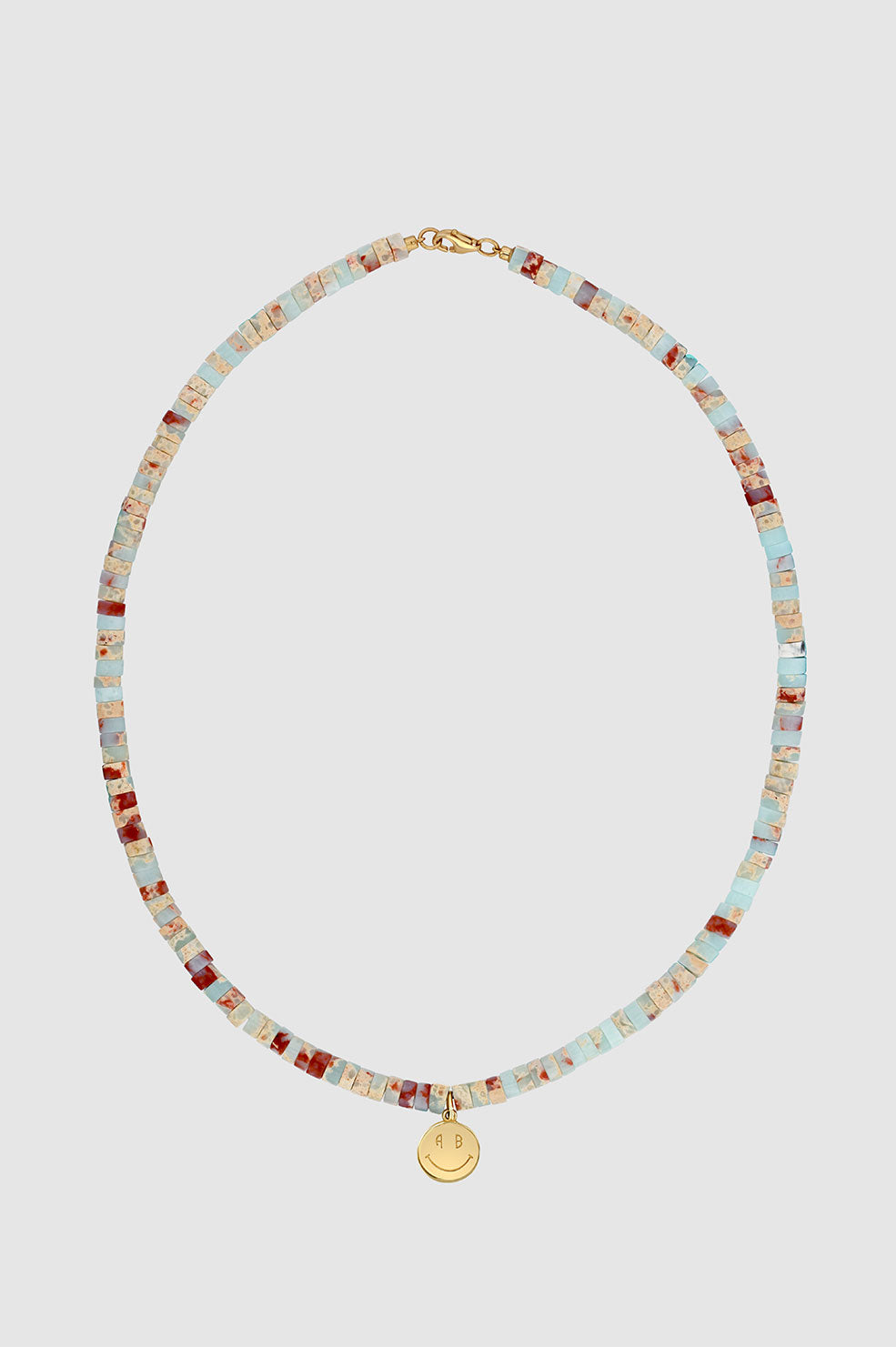 Bead Necklace With Smile Charm - 14k Gold View 1