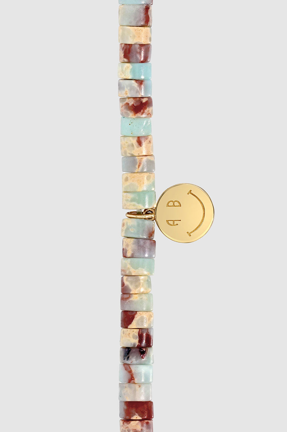 Bead Necklace With Smile Charm - 14k Gold View 2