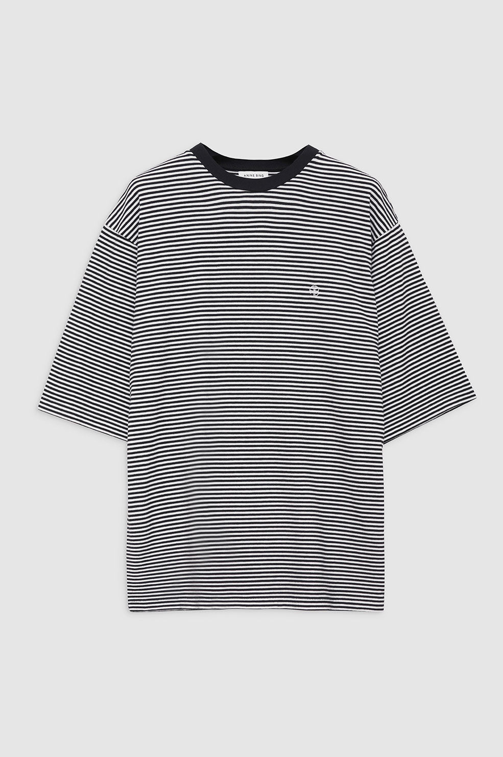 ANINE BING Bo Tee - Black And White Stripe - Front View