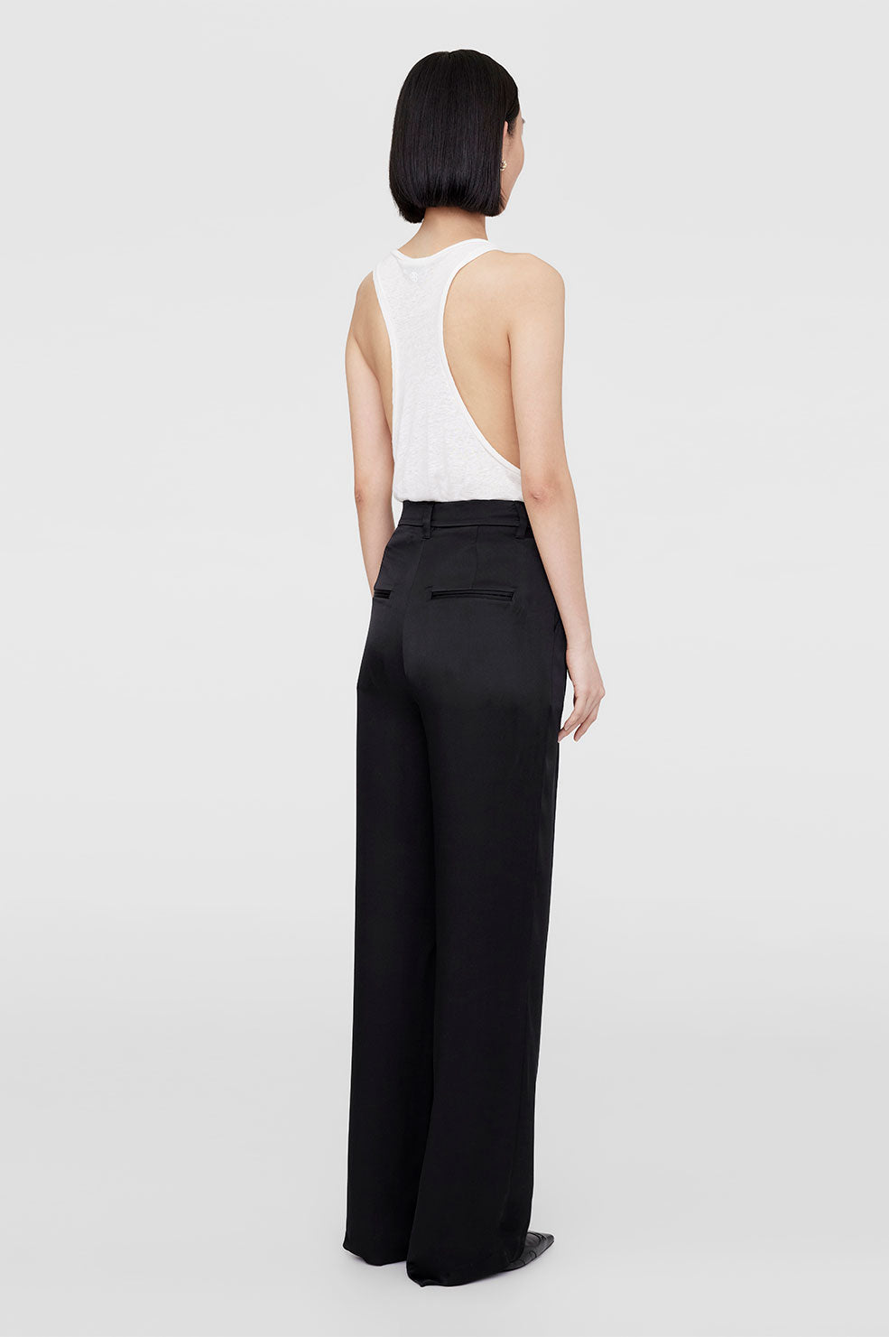 ANINE BING Carrie Pant - Black Silk - On Model Back 