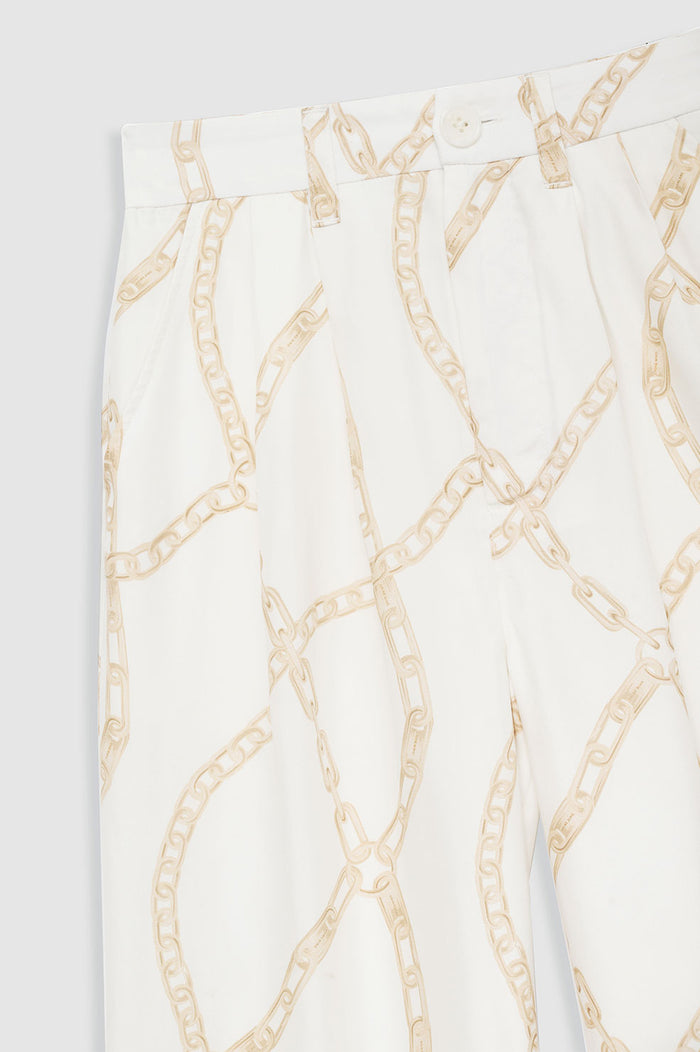 ANINE BING Carrie Pant - Cream And Tan Link Print