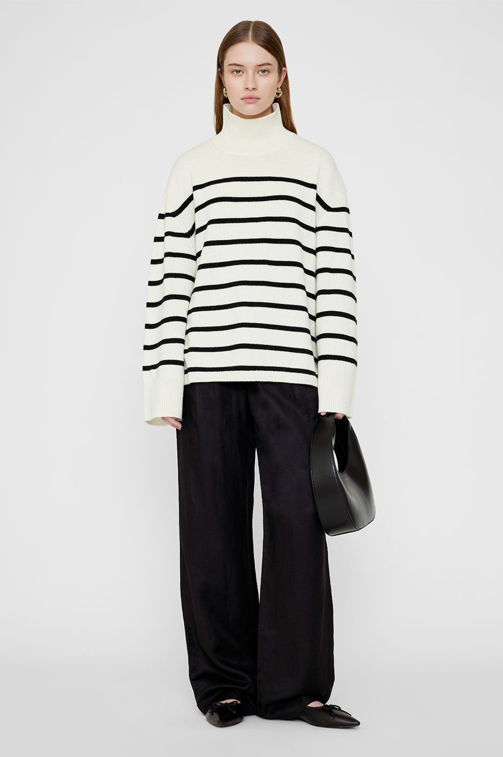 ANINE BING Courtney Sweater - Ivory And Black Stripe