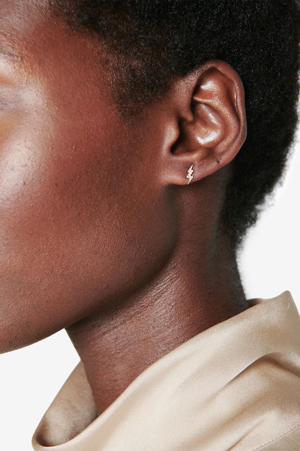 Diamond Bolt Stud - Gold View 2