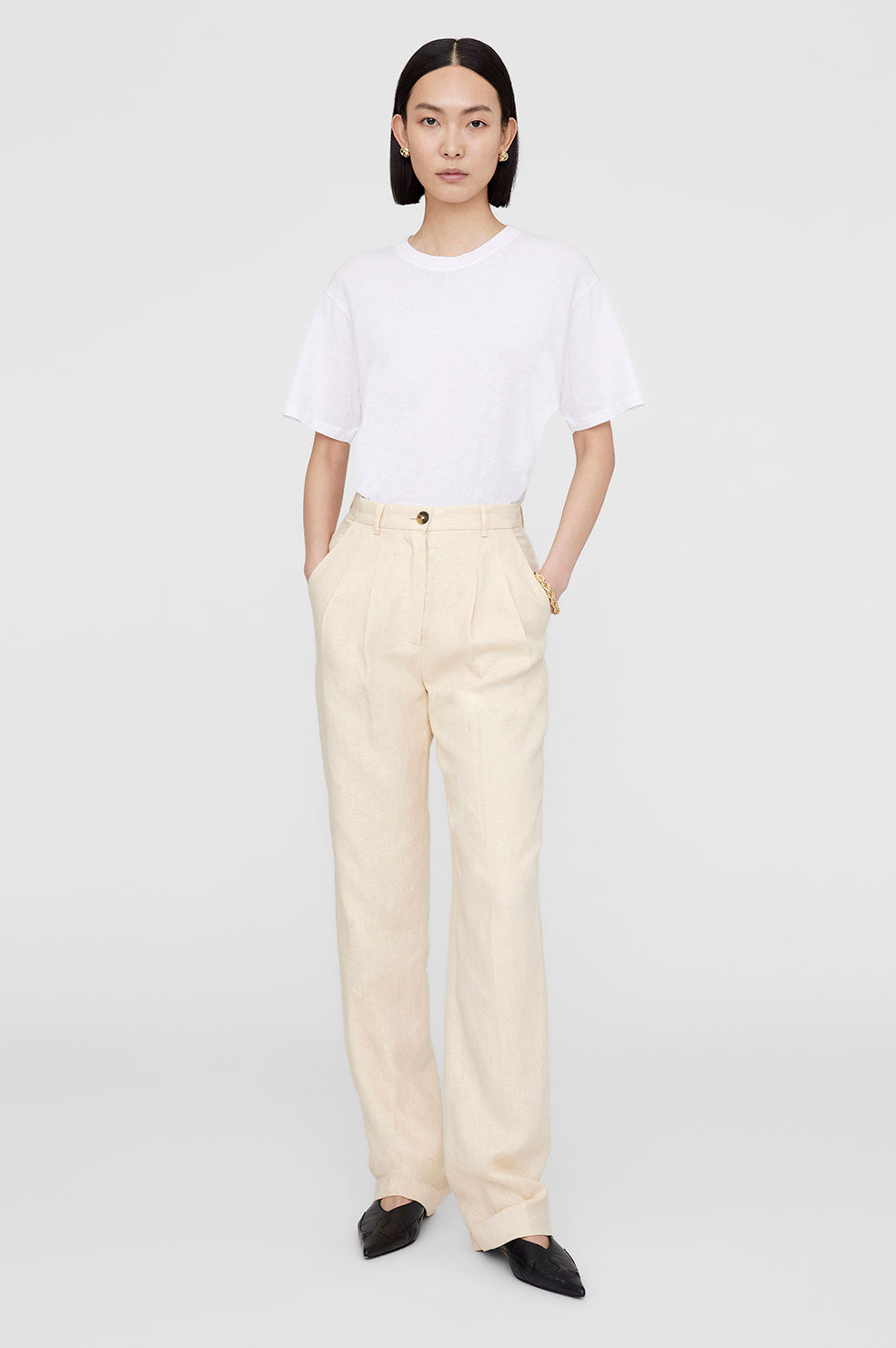 Jay Trouser - Light Yellow Linen View 1