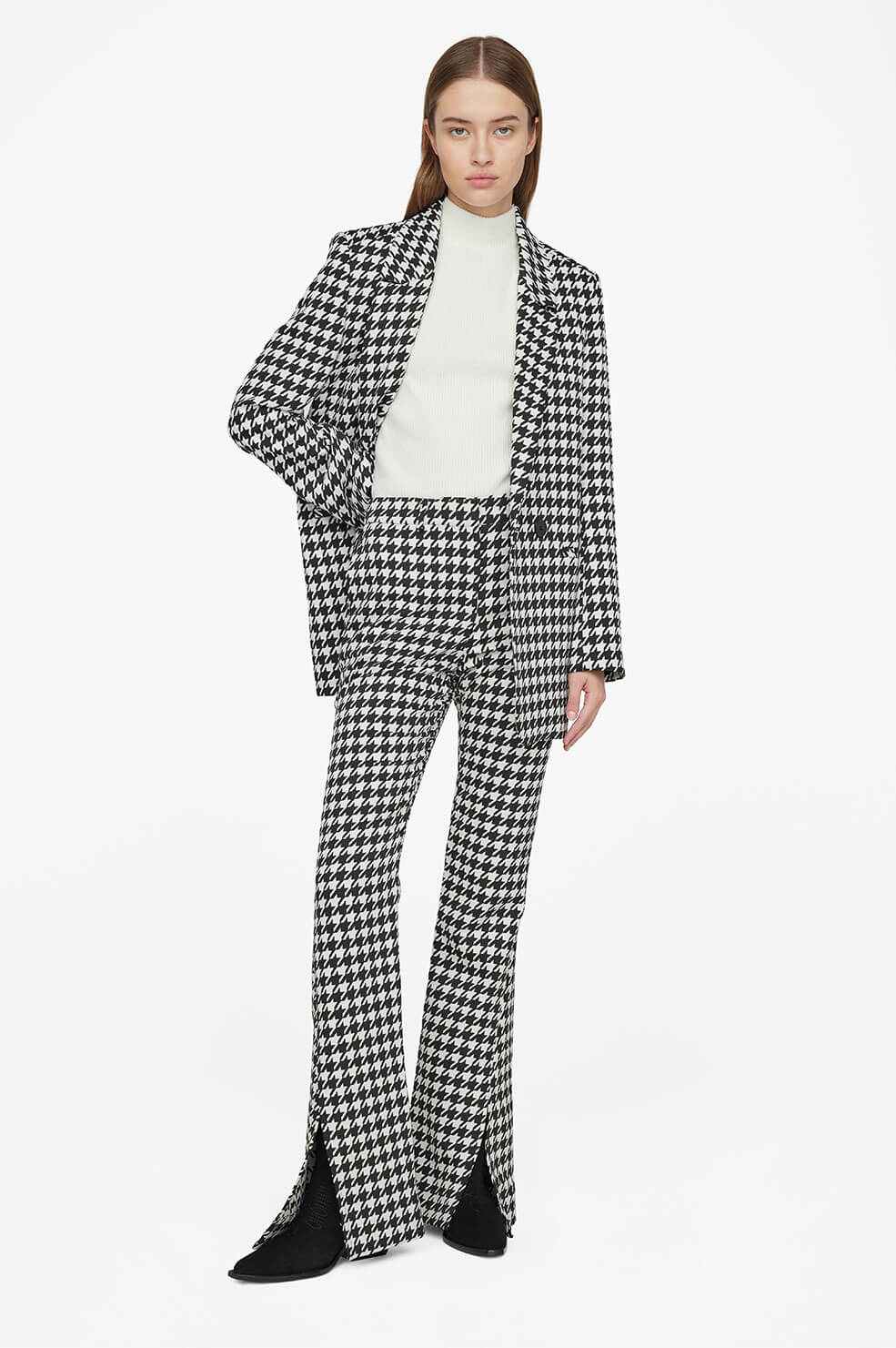 Jocelyn Trouser - Black And White Houndstooth