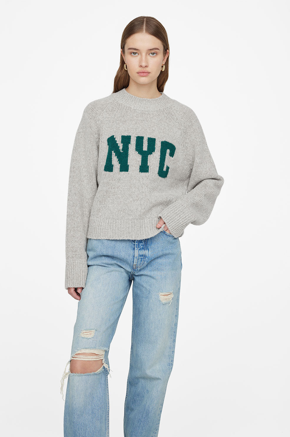 ANINE BING Kendrick Sweater University New York - Heather Grey