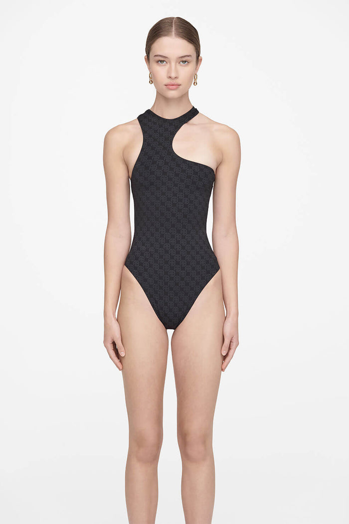 ANINE BING Lesly One Piece - Black Monogram Print