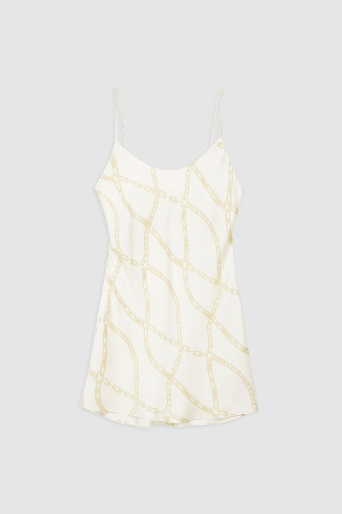 ANINE BING Lisette Slip Dress - Cream And Tan Link Print