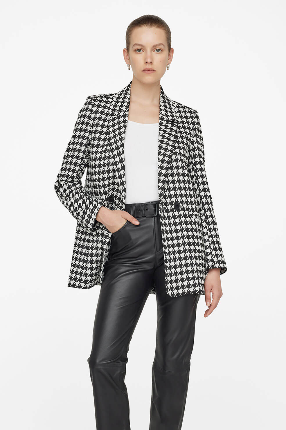 Madeleine Blazer - Black And White Houndstooth