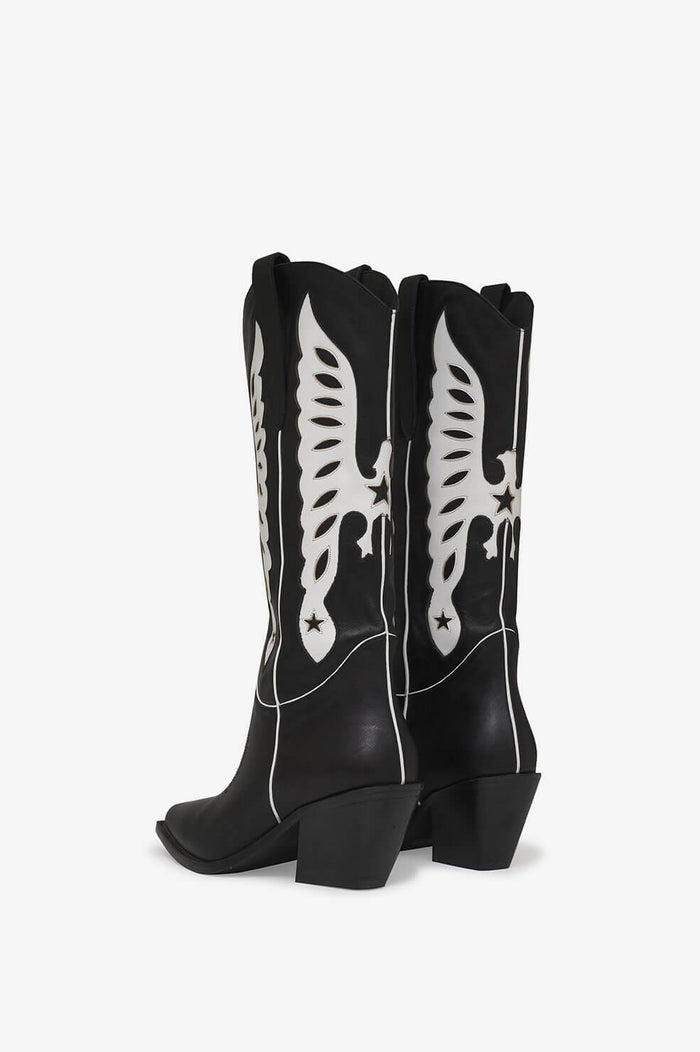 ANINE BING Mid Calf Tania Boots - Black And White