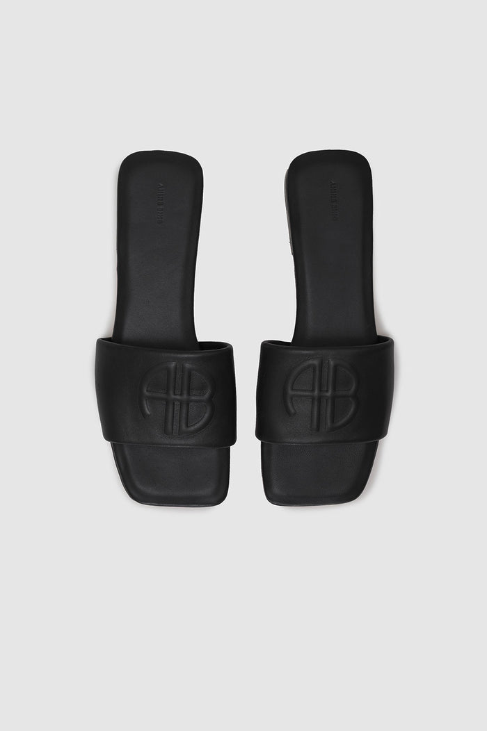 ANINE BING Ria Slides - Black Monogram