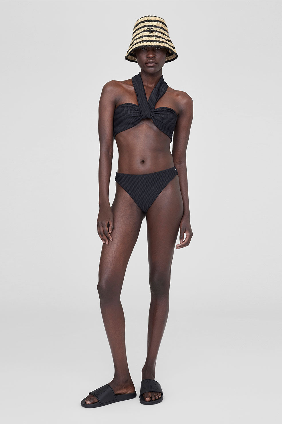 ANINE BING Rita Bikini Bottom - Black - On Model Front