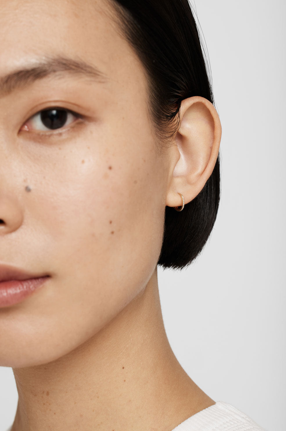 Small Diamond Hoop - 14k Gold View 2