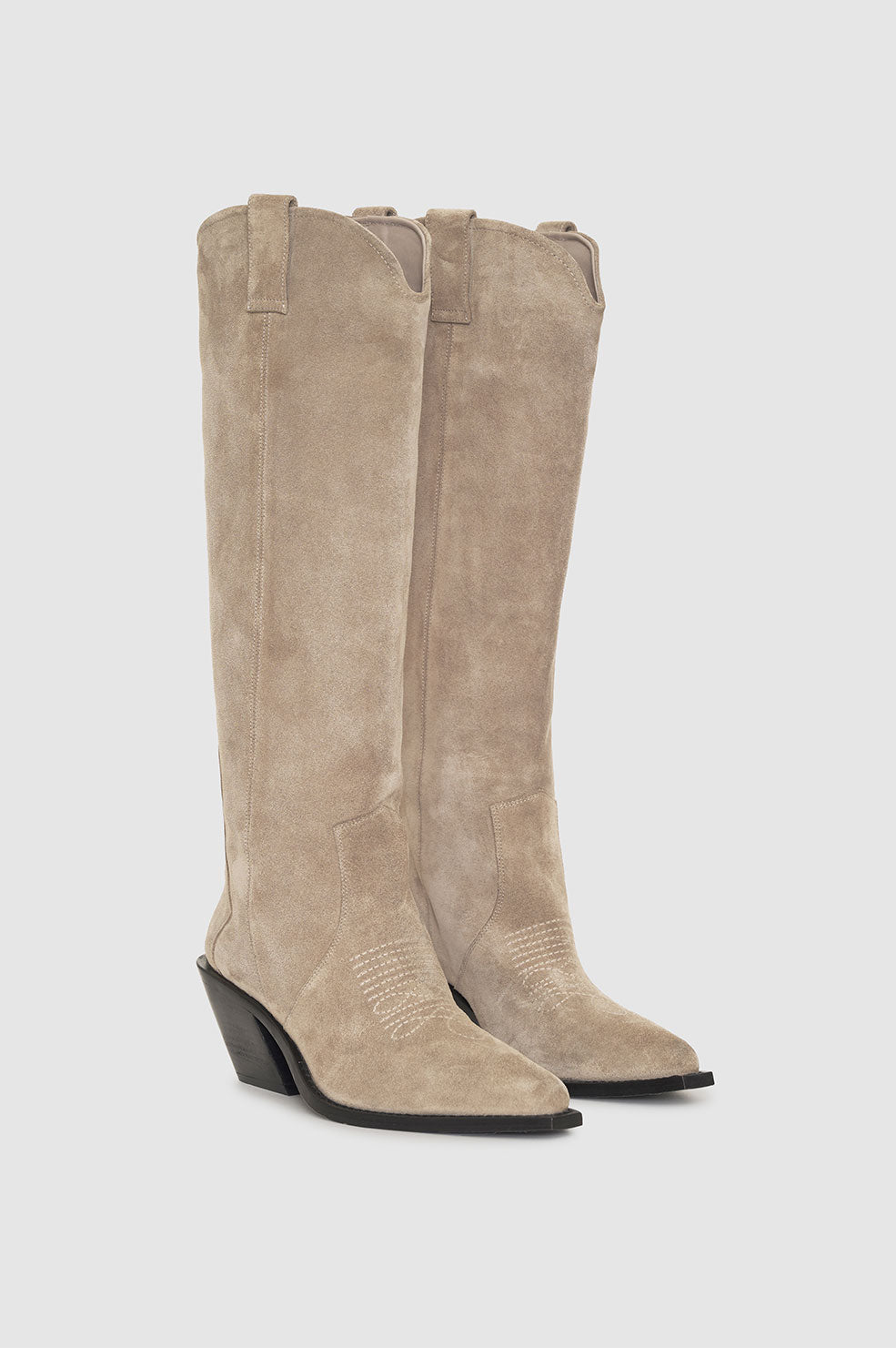 ANINE BING Tall Tania Boots - Ash Grey Suede