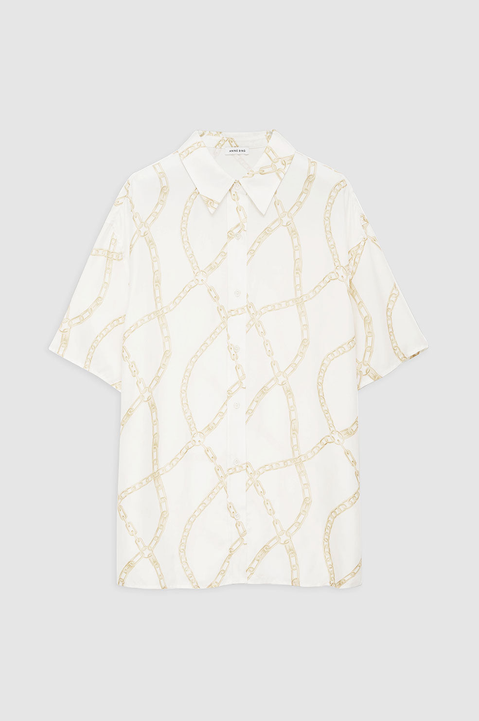 ANINE BING Valo Shirt - Cream And Tan Link Print