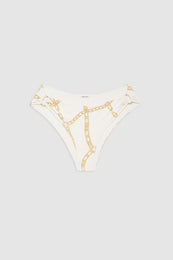 ANINE BING Viv Bikini Bottom - Cream And Tan Link Print