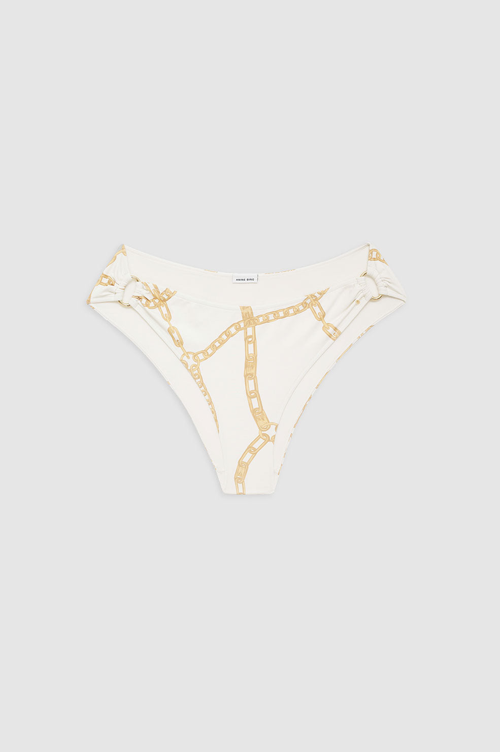 ANINE BING Viv Bikini Bottom - Cream And Tan Link Print