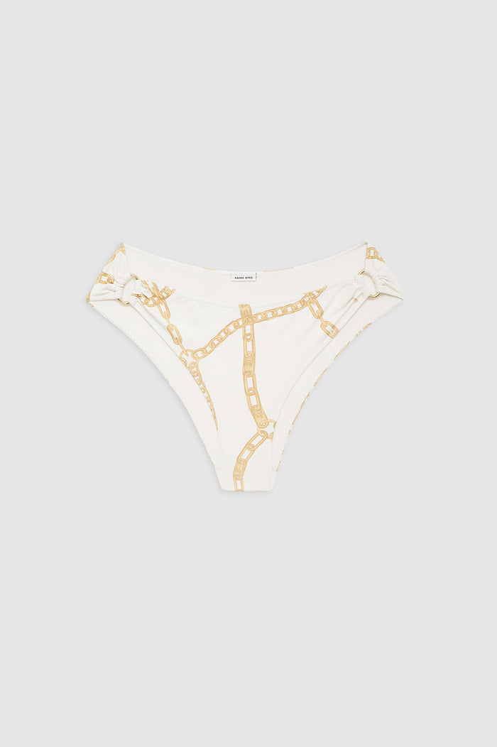 ANINE BING Viv Bikini Bottom - Cream And Tan Link Print